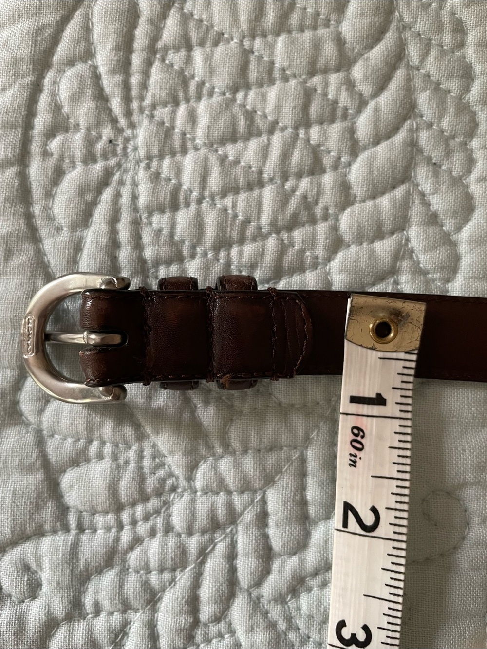 Archival Italian Crafted Coach Calf-Skin Belt Silver-Plated Brass Buckle 8370 - Picture 3 of 4